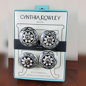 Cynthia Rowley Black and White Floral Drawer Knobs